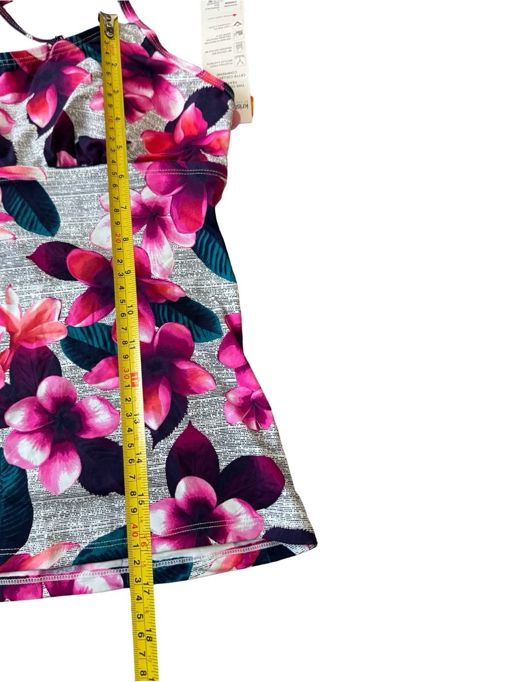 Krista Sport Tankini Top Pink Floral UPF 50+ Cross Back Built-In Bra NWT - Picture 13 of 16